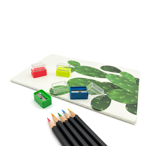 Mini multicolor rectangle single hole pencil sharpener