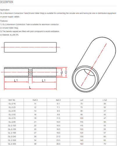 Aluminium Crimp Connector (Oil and Water stop)