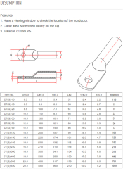 Copper Crimp Lug connecting tubes