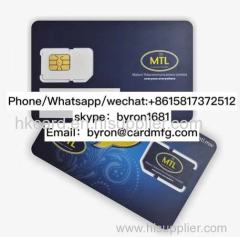 64k 128K (U) SIM Cards Printed Telecom SIM Card for GSM Prepaid and Postpaid services with STK menu GSM IOT Customized