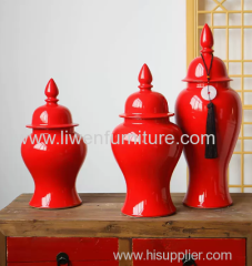 Chinese Sexy Red Ceramic pot with top