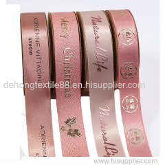 Gold Foil Embossed Printed Gift Polyester Satin Ribbon