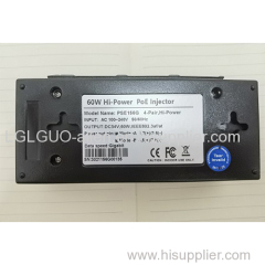 60W Gigabit POE injector standard IEEE802.3AT