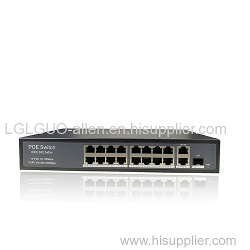 The 18-port 100 Mbit/s 16-port POE switch is standard IEEE802.3AT