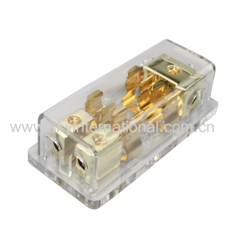 1x4GA In and 2x8Ga Out AGU Fuse Holder Gold Plated