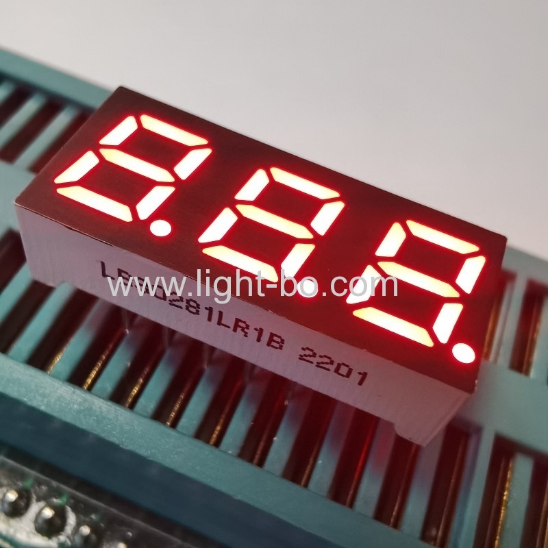 شاشة عرض LED حمراء فائقة الجودة ثلاثية الأرقام مقاس 0.28 بوصة مكونة من 7 قطاعات وكاثود مشترك للوحة العدادات