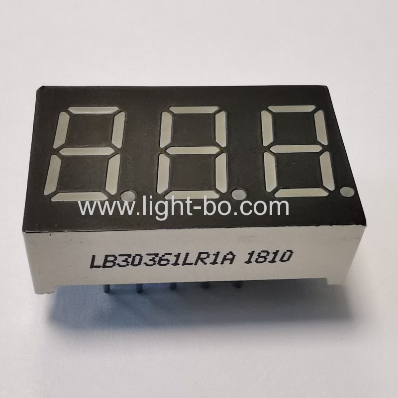 cátodo comum três dígitos 9,2 mm (0,36") Display de led de 7 segmentos vermelho super brilhante para indicador digital