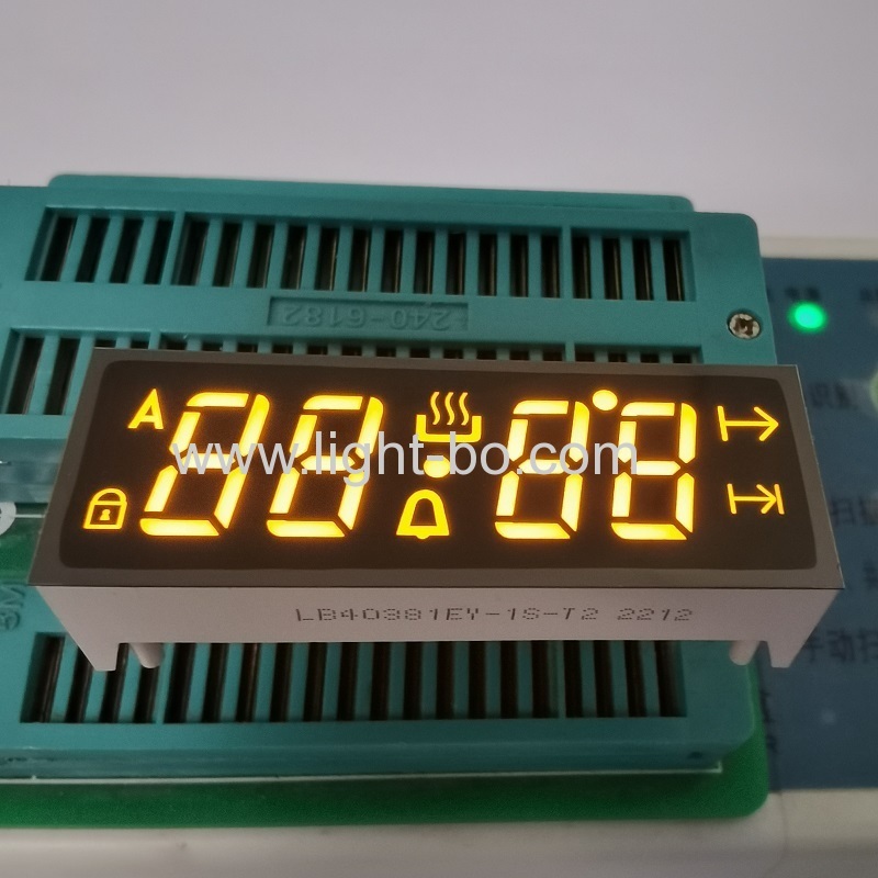 Display led 7 segmenti a catodo comune colore giallo 4 digit per controllo timer forno