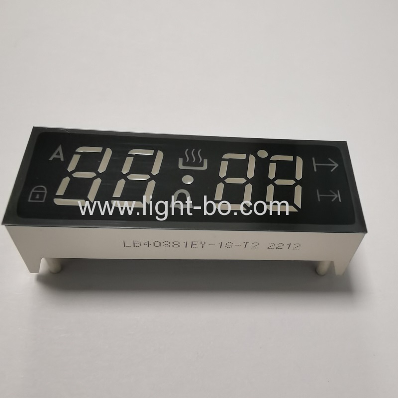 Display led 7 segmenti a catodo comune colore giallo 4 digit per controllo timer forno