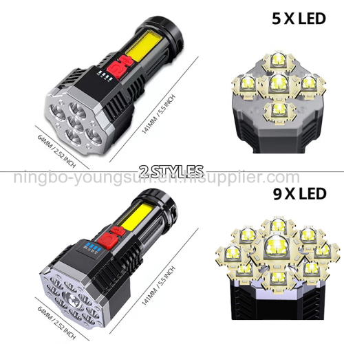  9LED Super Bright Rechargeable LED Camping Light Work Light with COB 