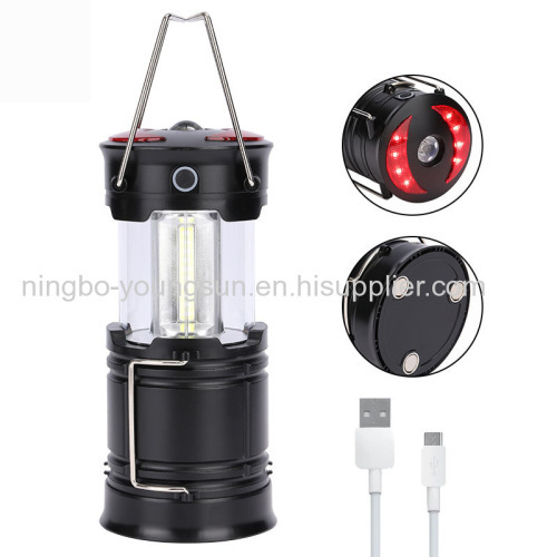 USB Rechargeable Outdoor Camping Lights Red LED Magnet Lantern