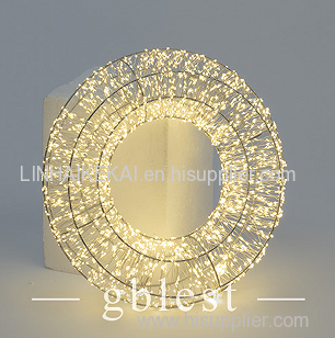 Silver hard wire 3D garland LED Wreath