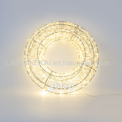 Silver hard wire 3D garland LED Wreath
