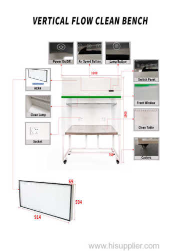 MRJH ODM/OEM Vertical Laminar Flow Hood/304 Stainless Steel Clean Bench