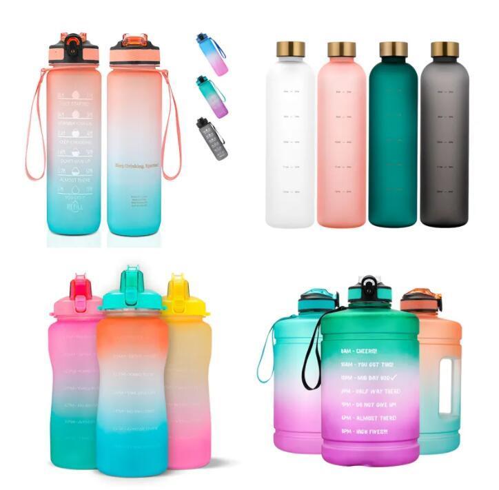 32 OZ Water Bottles With Times To Drink BPA Free