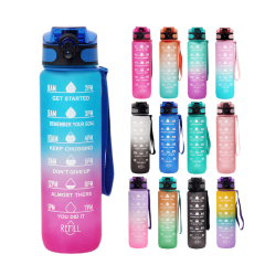 Wholesale Eco Friendly Plastic Water Bottle Custom Motivational Sublimation Bpa Free 32oz Reusable Gym Gallon Sport Wate