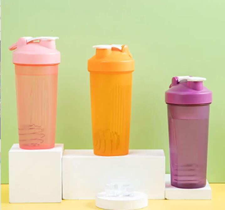 Customized Water Cup Fitness Sport Tumbler 304 Protein Mixing Ball With Scale 600ml BPA Free Gym Plastic Shaker Bottle