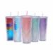 Top Selling Plastic Coffee Cup Double Wall Matte Plastic Tumbler Cooler Cups With Lid Straw