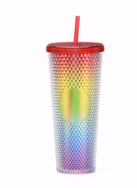 Top Selling Plastic Coffee Cup Double Wall Matte Plastic Tumbler Cooler Cups With Lid Straw