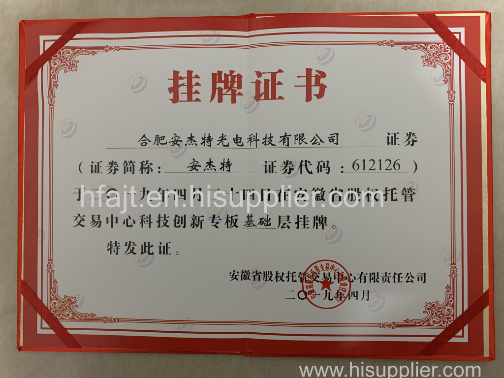 Certificates of stock listing