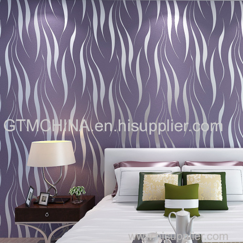 Modern white stripe home designer wallpaper non woven material wallcovering for Amazon hot selling