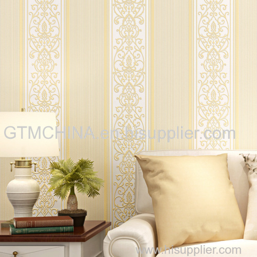 High quality white damask non woven wallpapers wallcocating