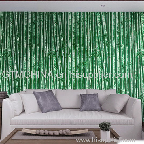 High quality 3d bamboo design vinyl wallpaper waterproof restaurant decorative pvc wallcovering