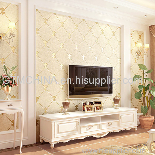 High quality Luxury modern diamond design non-woven wallpaper wallcocating