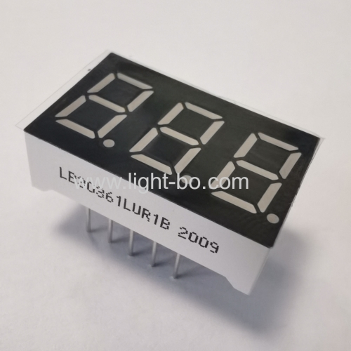 Triple digit 0.36  common cathode ultra bright red 7 segment led numeric display