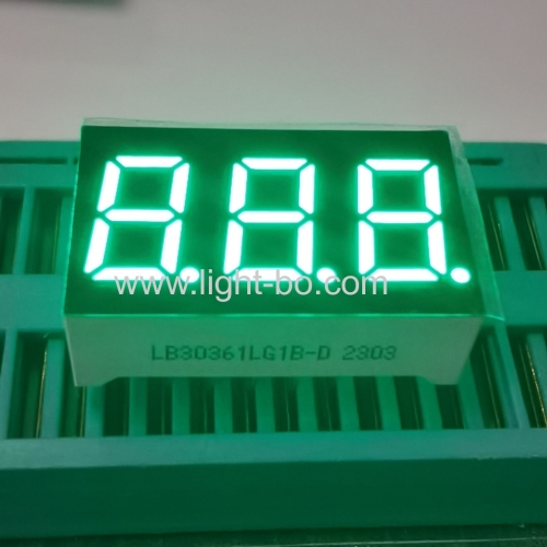 verde puro display led de 0,36" de 3 dígitos e 7 segmentos cátodo comum para painel de instrumentos