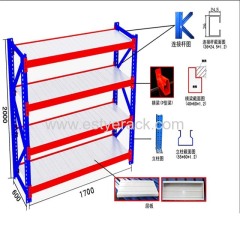 Long span shelving rack of heavy duty and medium duty