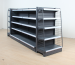 Wholesale convenience 5 tier floor grocery store shelf double sided supermarket wooden display rack