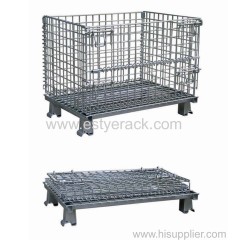 Heavy Foldable wire mesh metal pallet folding warehouse lockable storage Cages wire mesh container