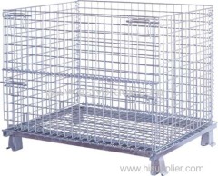 Heavy Foldable wire mesh metal pallet folding warehouse lockable storage Cages wire mesh container