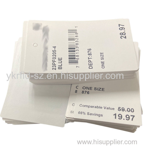 YUKAI 860-960mhz UHF hangtag coated paper U8/H9 chip for clothing management