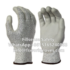 Anti Cut Level 5 13 Gauge UHMWPE/HPPE Liner PU Coated Cut Resistant Gloves Cut Gloves Kevlar Gloves Cut Proof Gloves