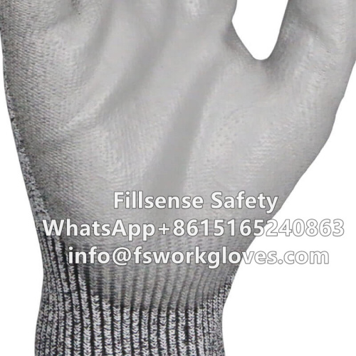 Cut Proof Level 5 Cut Resistant 13 Gauge UHMWPE/HPPE Liner PU Coated Anti Cut Gloves