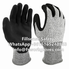 Anti Cut Level 5 13 Gauge UHMWPE/HPPE Liner Nitrile Sandy Coated Cut Resistant Gloves