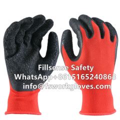 Anti Slip Abrasion Resistant 13Gauge Polyester Liner Crinkle Latex Coated Work Gloves Latex Dipped Gloves