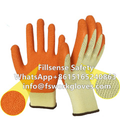 Anti Slip 10Gauge 21S Polyester Liner Latex Crinkle Palm Coated Gloves Latex Dipped Work Gloves Latex Dipped Gloves