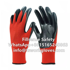 Oil proof 13Gauge Polyester Liner Nitrile Dipped Smooth Nitrile Palm Coated Gloves Working Gloves Work Gloves