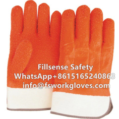 Oil and Chemical Safety Cuff Cotton Jersey Liner PVC Rough Sandy Coated Heavy Duty Gloves