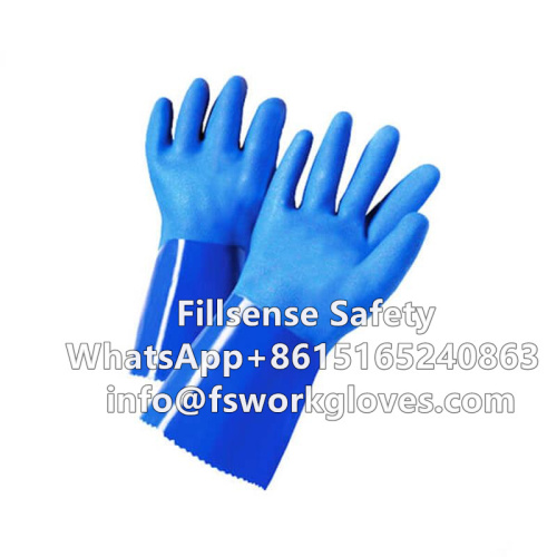 Anti Slip Long Cuff PVC Coated Chemical Resistant Gloves PVC Coated Gloves PVC Dipped Gloves PVC Coated Hand Gloves