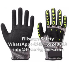 Anti Vibration Anti Cut UHMWPE/HPPE Liner Nitrile Sandy Coated TPR Anti Impact Gloves Anti Vibration Gloves