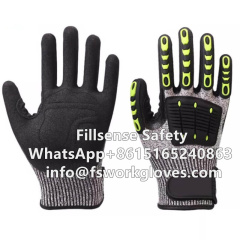 Best Anti Impact Anti Cut Nitrile Sandy Dipped TPR Anti Vibration Gloves Vibration Resistant Gloves Anti Vibe Gloves