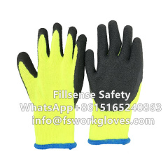 Best 7Gauge Polyester Terry Napping Liner Latex Crinkle Coated Winter Warm Work Gloves Thermal Cold Weather Work Gloves
