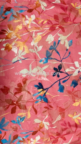 Beautiful Cut Flower Chiffon Plain Dyed Fabric