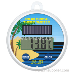 Solar powered digital floating thermometer