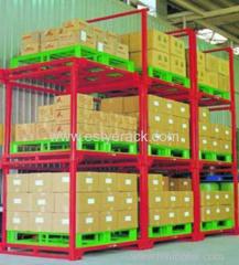 Heavy duty metal foldable warehouse storage pallet portable stacking rack