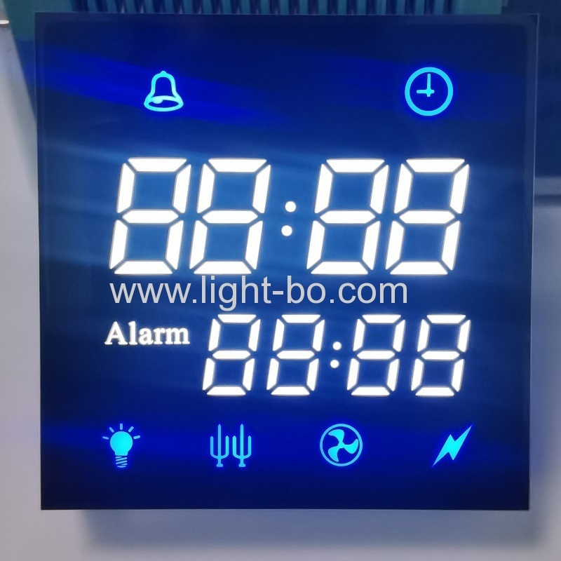 display led branco e azul 4 + 4 personalizado catodo comum de 7 segmentos para temporizador de forno